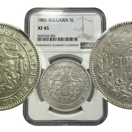 Bulgaria 1885 5 Leva Xf45 Ngc